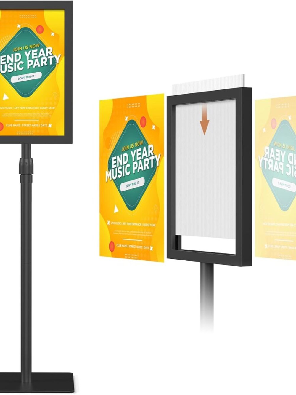 Standing Sign Holder 11 x 17, Adjustable Pedestal Sign Stand, Double-sided Floor